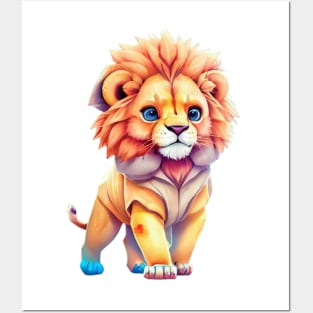 cute colorful lion Posters and Art